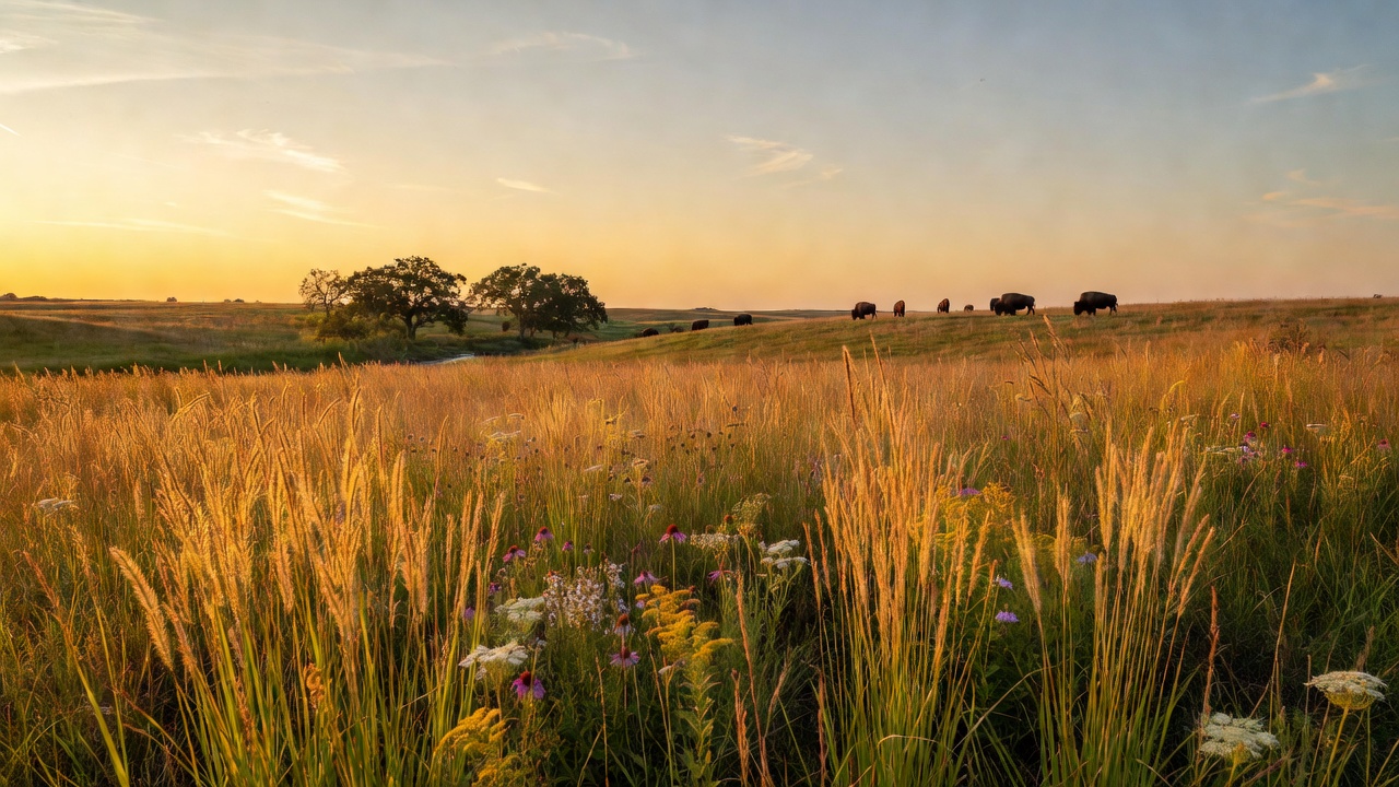 An imagined scene of Midewin National Tallgrass Prairie