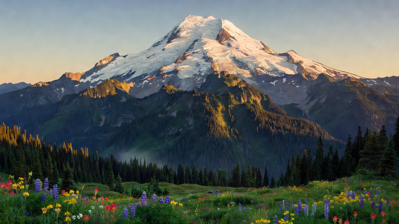 An imagined scene of Mt. Baker-Snoqualmie National Forest