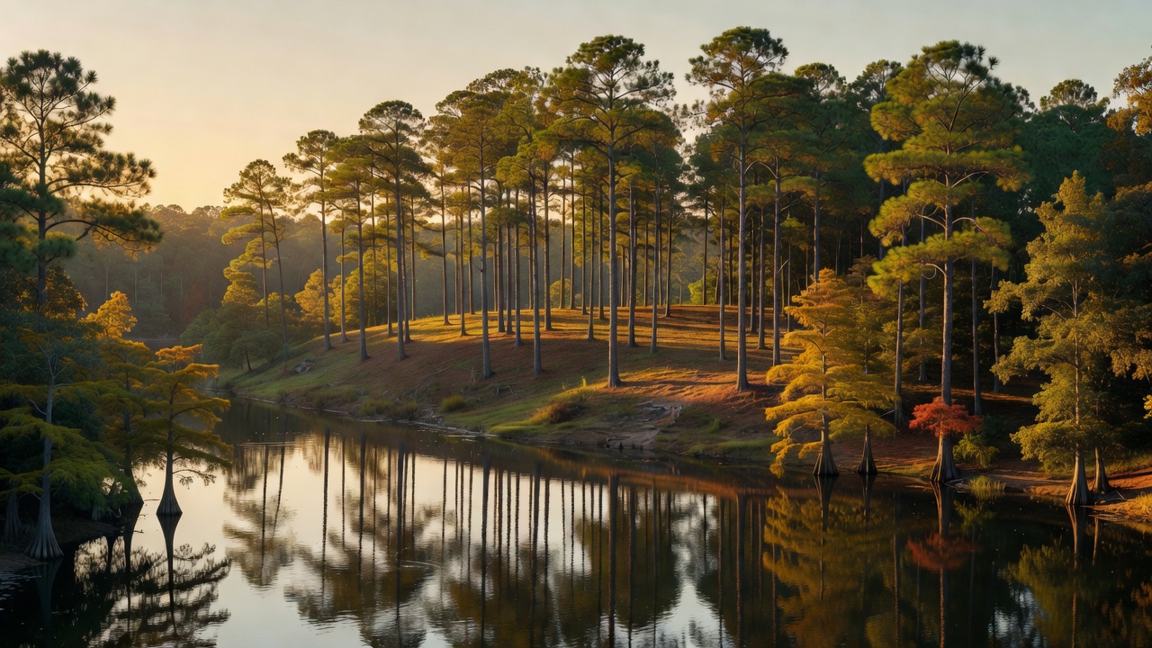 An imagined scene of National Forests in Texas