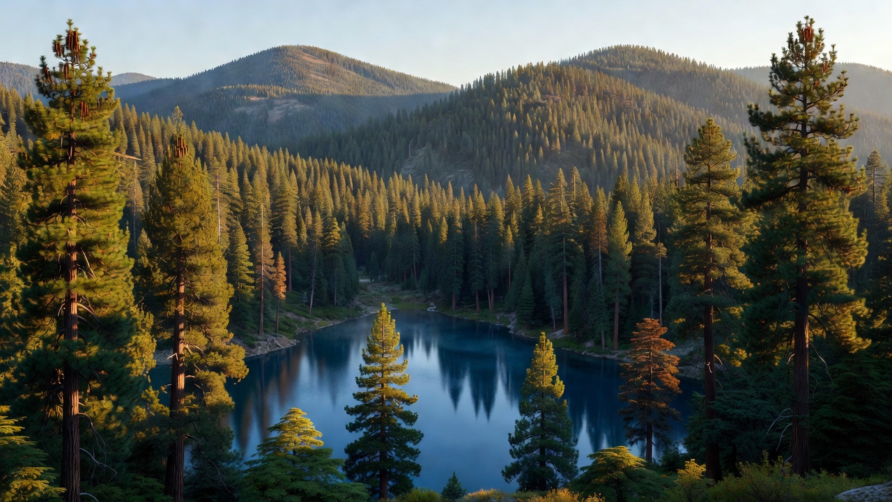 An imagined scene of Plumas National Forest