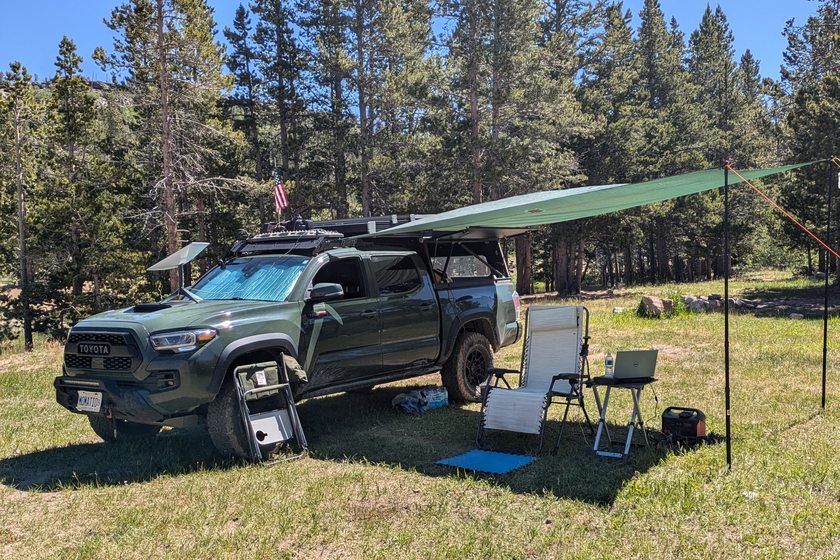 Dave's rig at Frye Lake Dispersed Camping, WY.