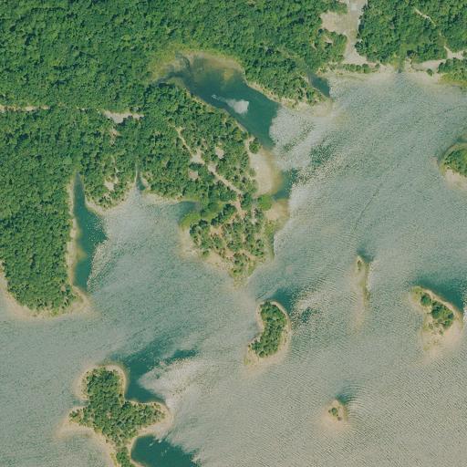 Aerial view of the land around Garland County — near Lake Ouachita