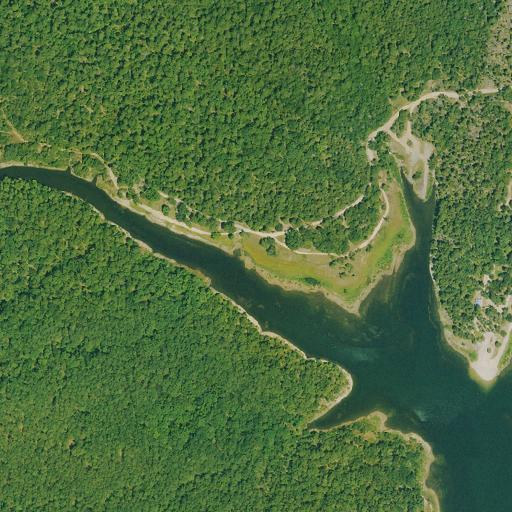 Aerial view of the land around Garland County — near Lake Ouachita