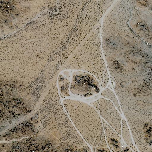 Aerial view of the land around BLM public land — near Barstow