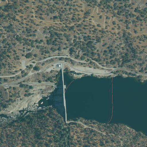 Aerial view of the land around In Sierra National Forest