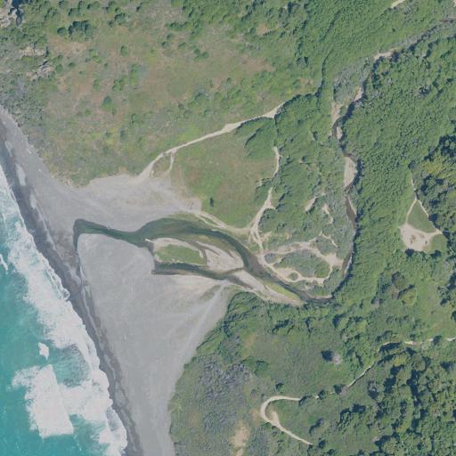 Aerial view of the land around Mendocino County