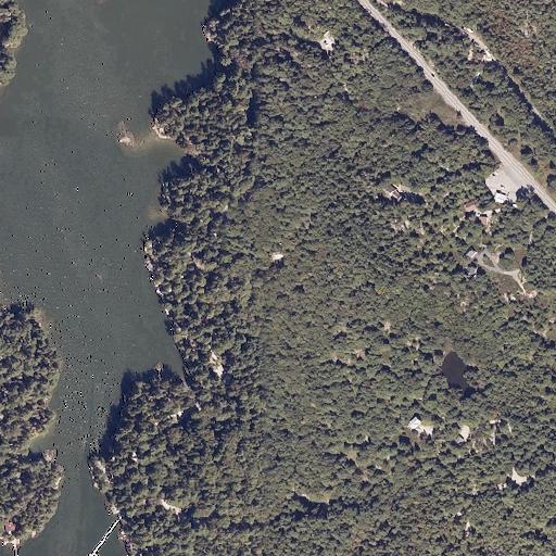 Aerial view of the land around Hancock County — near Bar Harbor