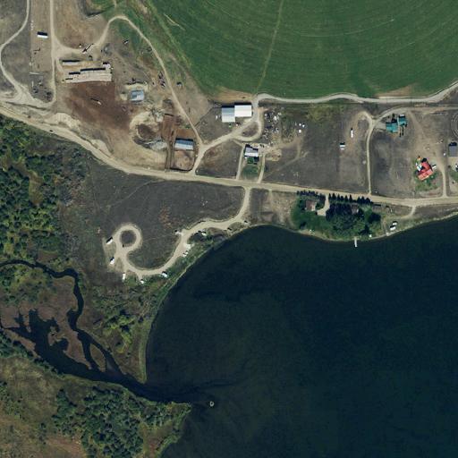 Aerial view of the land around Madison County — near Ennis Lake